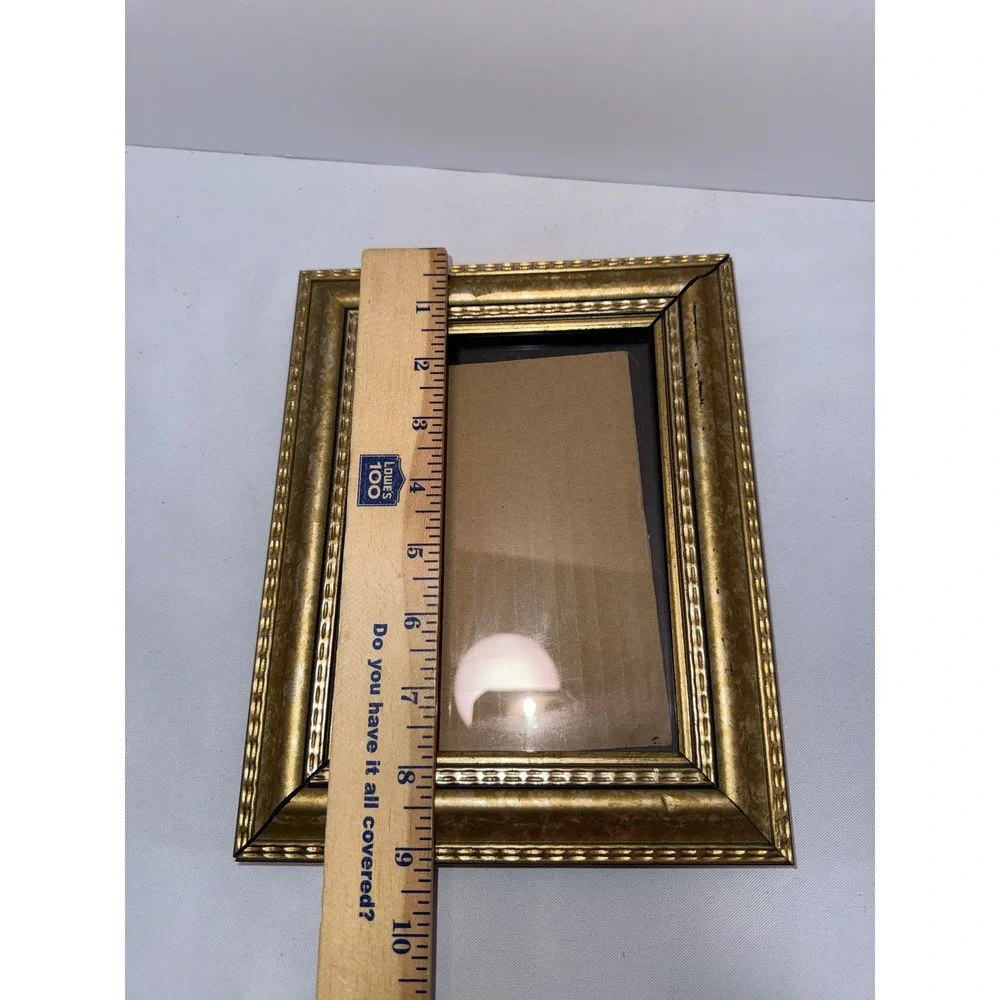 Vintage Gold Beaded Picture Frame 5x7 Distressed Antiqued Tabletop Wall Decor